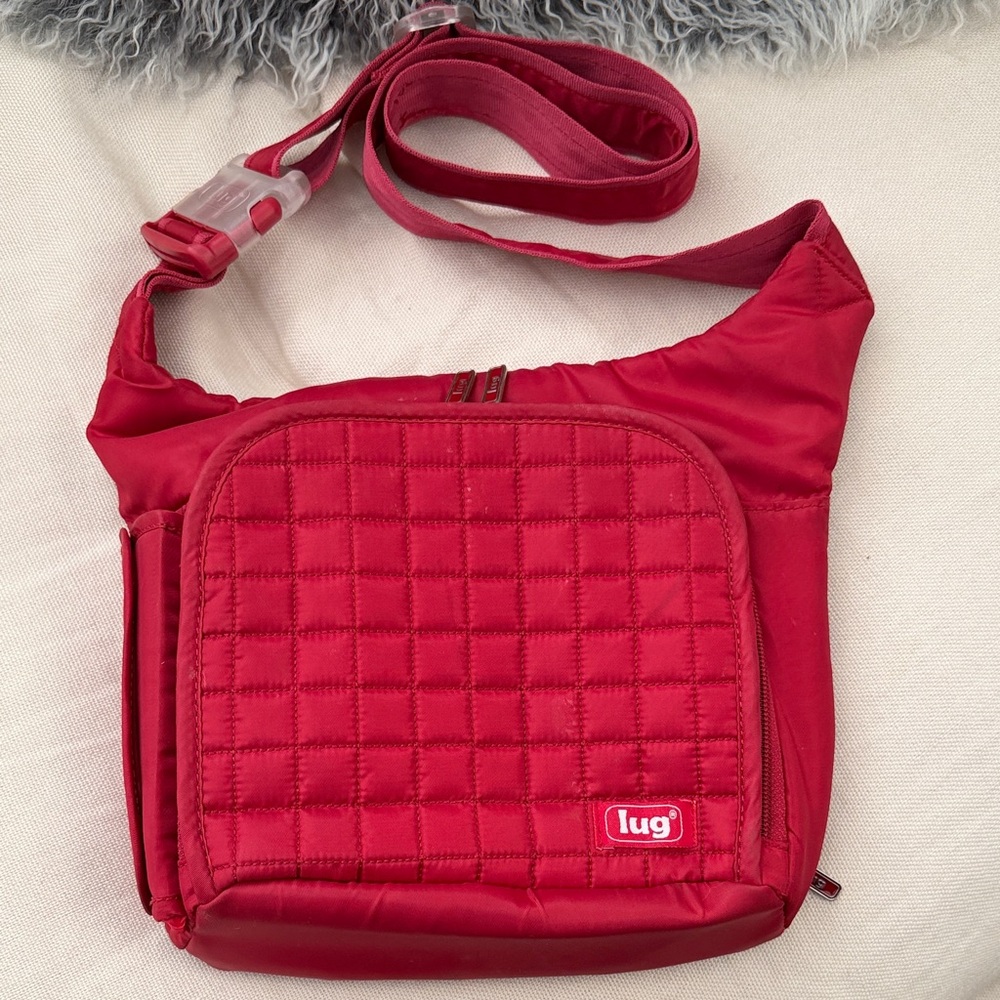Lug Quilted Crossbody - Maroon Red